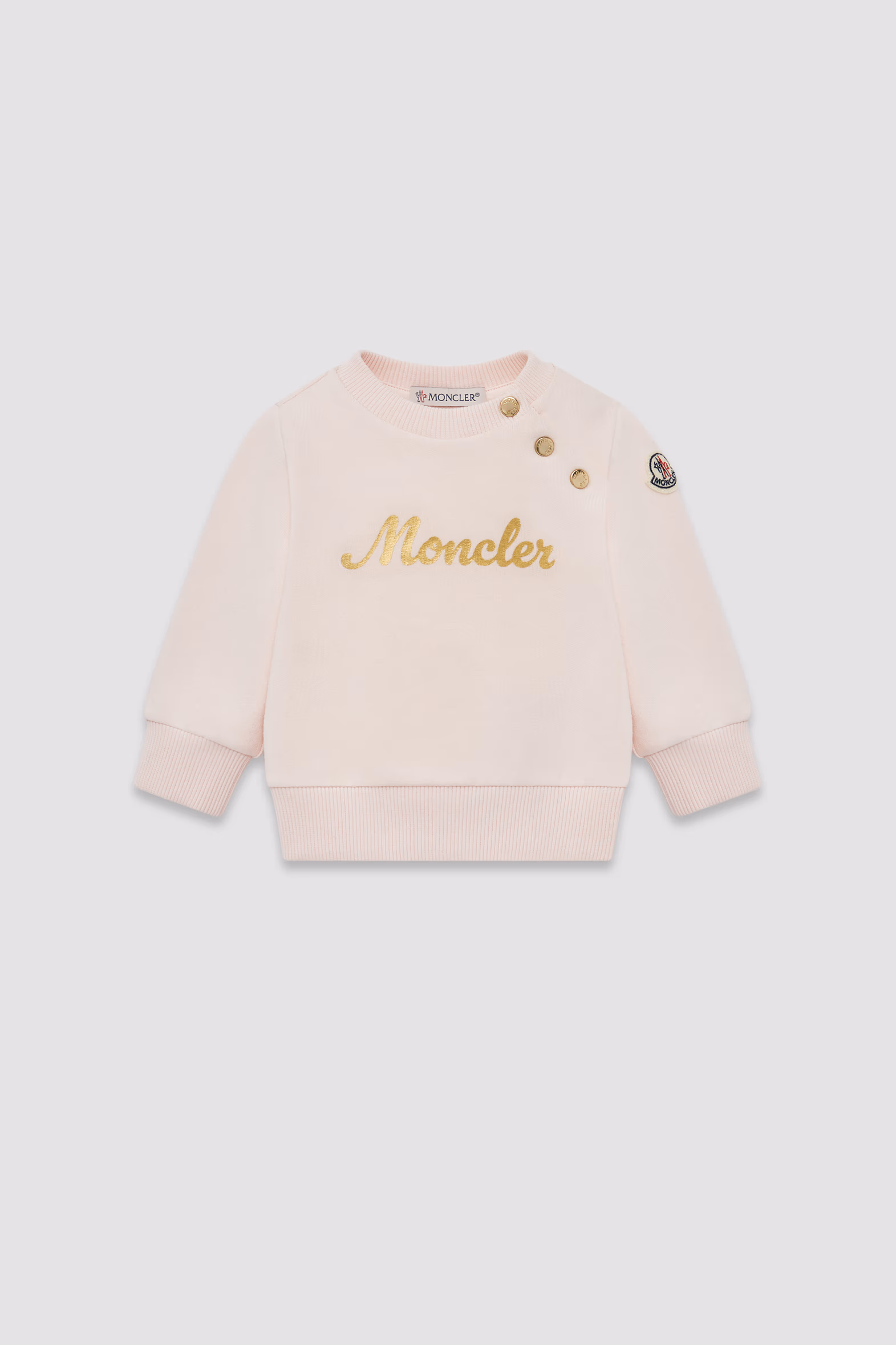Logo Cotton Sweatshirt Girl Soft Pink Moncler 0